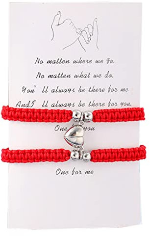 2 pezzi Bracciale Magnete Attrazione magnetica di Corrispondenza, rosso, Corda intrecciata a Mano, per amicizia, Anima Gemella, Amore