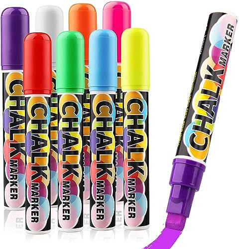 shirylzee 8Pack Jumbo Kreidestifte für Tafel & Fenster - 10MM Kreidemarker Kreidestift Tafel Abwischbar, Fensterstifte, Tafelstifte, Glasmalstifte & Whiteboard Marker, Tafelstift, Auto Dekoration