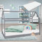 ML-Design Kinderbett 90x200 cm Hellgrau mit Matratze H:16 cm, Dach, Lattenrost, Kinderhaus aus Kiefernholz, Bodenbett Jugendbett, Mädchen & Jungen Hausbett, Holzbett Kinder Bett Bettenhaus Spielbett