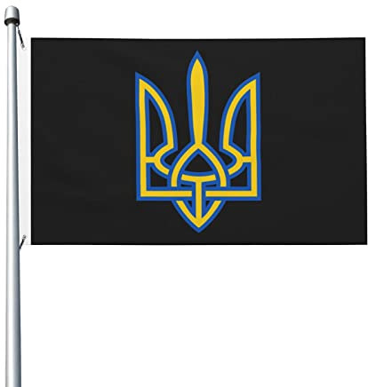 Ukraine-Wappen-Flagge, 90 x 150 cm, Außendekoration, Banner, Hofflagge mit Ösen