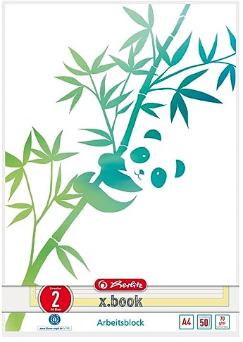 Arbeitsblock A4 GREENline 50 Blatt Lineatur 02 Motiv Panda