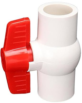 MagiDeal Robinet à tournant sphérique en PVC, poignée en T compacte bidirectionnelle, vanne d'arrêt d'eau, raccord de tuyau droit pour tuyaux d'égout de, blanc 20mm