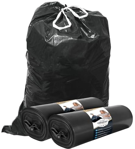 Sacs poubelle 120 l solides – indéchirables – avec cordon de serrage – Sacs poubelle – Sacs poubelle XXL – Sacs poubelle 120 liter – 40 µ – 700 x 1100 mm – LDPE – Grand sac poubelle - 50 Sacs