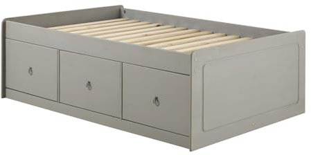 Home Source Corona Cabin Bed, Single 3ft Solid Wood, 3 Drawer Storage Bed, Grey