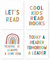 HRQKO Nursery Cool Kids Read Books Wandkunst-Poster Set von 4, Kinderzimmer, inspirierende Buchliebhaber, Poster, Wanddekoration, Boho-Regenbogen-Drucke für Lesezimmer, Klassenzimmer, Spielzimmer,