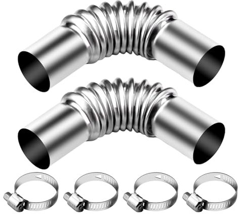 25MM Edelstahl Abgasrohr Winkelverbinder, 2 Stück Standheizung Abgasrohr Zubehör, Autoheizung Auspuffrohr mit 4 Edelstahlklammern, Ideal für Autoheizung Stromerzeuger und Dieselheizungen