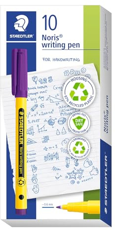 STAEDTLER Noris 307 Fineliner – Violett, 0,6 mm, einzeln | Faserstift aus 97 % recyceltem Kunststoff, wasserbasiert, DRY SAFE – Art.-Nr. 307-6