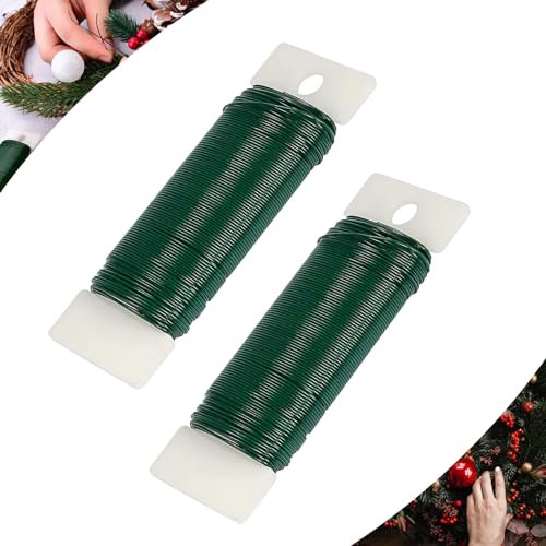 2 Rollos Alambre Manualidades Verde para Cuentas,Alambre Fino para Bisuteria con Perlas Ganchillo Joyería Pulseras Collares Fabricación Flores Decorar,Jardinería,Accesorios de Manualidad,Bricolaje