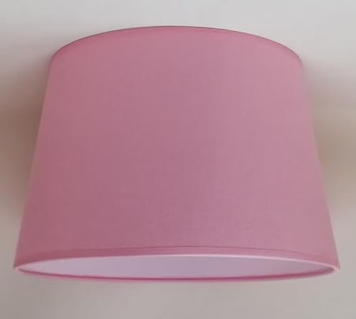 30 cm Paralume Tessuto di Cotone con PVC Bianco, Prodotto Artigianale, per Lampada da Tavolo, Piantana (Rosa)