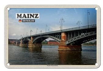 FEMER Blechschild Städte Mainz Theodor-Heuss-Brücke Deko 18x12cm Schild