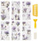 WANDIC 6 Bogen Rub on Transfer Stickers, Violette Blumen Aufkleber Wand mit Vintage Muster, Wasserdicht, Handarbeiten, Möbel, DIY Kunsthandwerk, Dekorieren für Fotoalbum und Scrapbook, 15 x 30 cm