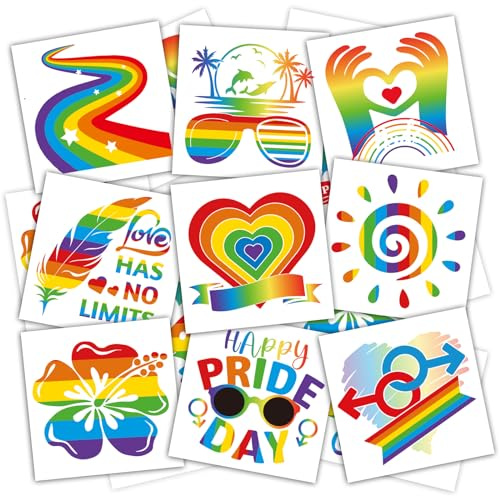 Konsait 96 PCS Pride Tattoos Temporary Rainbow Tattoos for Men and Women Pride Accessories Gay Pride Temporary Tattoos Fake Tattoos Pride Parade Pride Stickers Butterfly Love Pride Day Party Rave