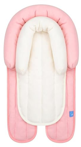 INFANZIA Upgraded 2-in-1 Head & Body Supports for Newborn Infant - Extra Soft Breathable Car Seat Insert Cushion Pad, Perfect for Carseat, Buggy, Swing, Bouncer, Pink