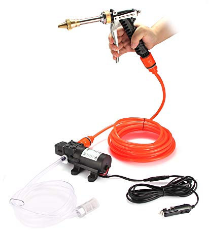 Ulsam Car Washer Pump Kit, 12V 80W Portable Self-priming Electrical Car Jet Wash, 130PSI 5.5L/min Car Wash Pressure Washer Kit, Car Cleaning Washer Kit for Moto Pet Window Gardening Camping Washing