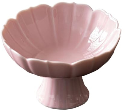 Elegant Ceramic Pedestal Bowl for Home Decor, Pink