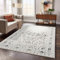 payé Teppich Wohnzimmer - 200x290cm Creme-Grau Hochtief Struktur Flachflor - Ornamte Muster Boho Wohnteppich
