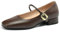 MJIASIAWA Womens Square Toe Classic Mary Jane Pumps Comfort Ankle Strap Low Mid Block Heels Party Ballet Dance Shoes Brown Size 6 UK/40 Asian