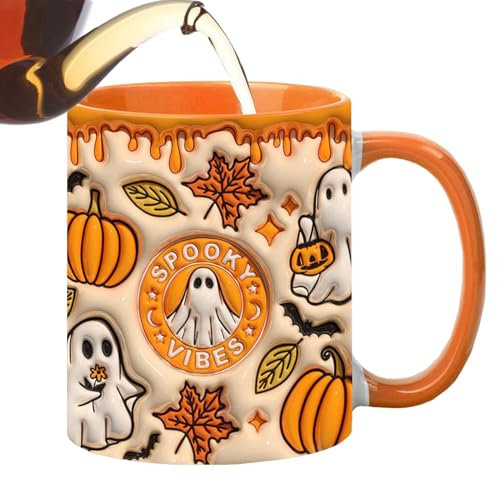 Tasse fantôme, tasse fantôme | Tasse à café Halloween avec poignée - Tasse à thé en céramique, tasse à expresso effrayante de 350 ml pour café, thé, lait, boissons