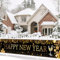 Minicoco Silvester Deko 2025, Extra lange Neujahrs Banner, 300x50cm Happy New Year Banner, Neujahr Dekoration für Drinnen Draußen, Gold & Schwarz