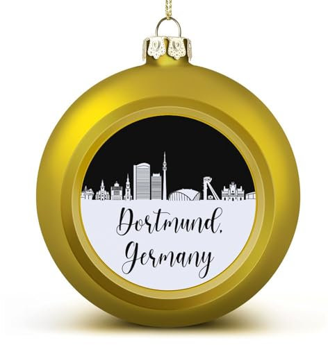Deutschland Dortmund Skyline Weihnachtskugeln Ornamente Dortmund City Silhouette Weihnachtsschmuck Baumkugeln für Urlaub Hochzeit Party Dekoration Xmas Hängende Kugeln Baumschmuck