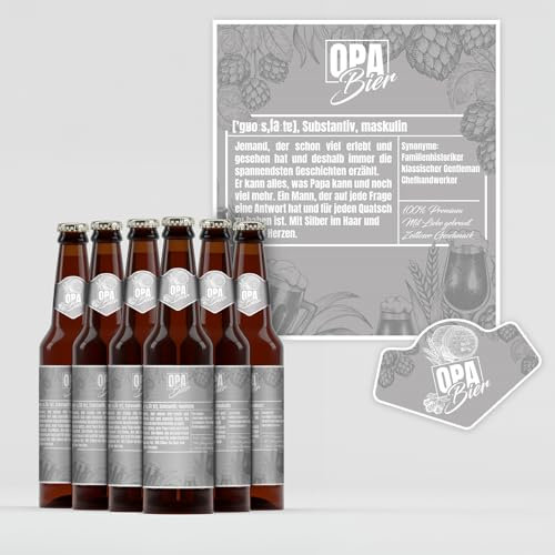 Yabaduu Bieretiketten selbstklebende Aufkleber für Bierflaschen Flaschenetiketten Geschenk für Geburtstag Hochzeiten Weihnachten Partys Sticker wasserfest Y077 (6 Stück, 07 Opa)