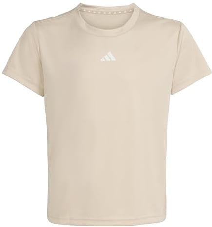 adidas Girl's Train Essentials Regular Fit Logo Training T-Shirt Junior Girls, Crystal Linen/White, 11-12 Years