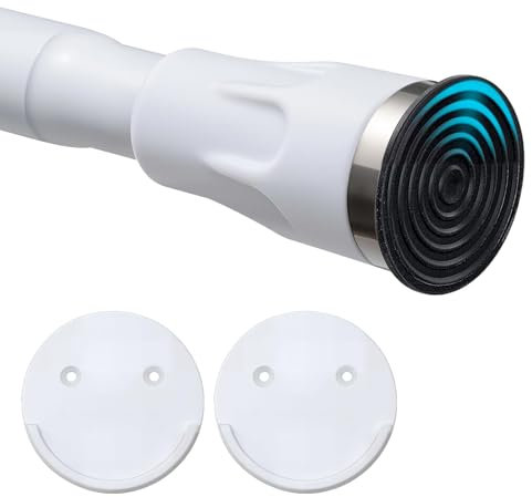 Stabile Duschvorhangstange,Verstellbar von 107 bis 183 cm, 3-in-1-Montage ohne Bohren (Kleben,Schrauben oder Klemmen),rutschfeste Teleskopstange aus Edelstahl für Bad,Fenster,Türrahmen & Schränke