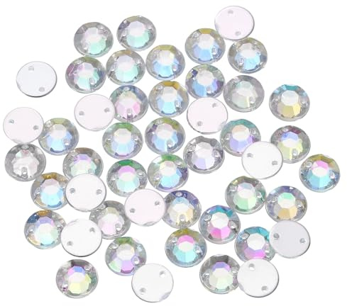 sourcing map Strasssteine mit flacher Rückseite, zum Aufnähen, 8 mm, klare Kristalle, runde Edelsteine mit Loch für Bastelarbeiten, Kleidung, Dekorationen, transparent, 100 Stück