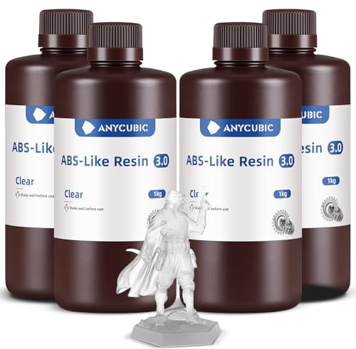 ANYCUBIC ABS-Like Resin 3.0 für Resin 3D Printer, Transluzent, 1000g, 4pcs | 3D Drucker Resin mit Ausgezeichneter Härte und Zähigkeit, Hochpräzises, Geruchsarmes 405 nm UV-härtbares Harz
