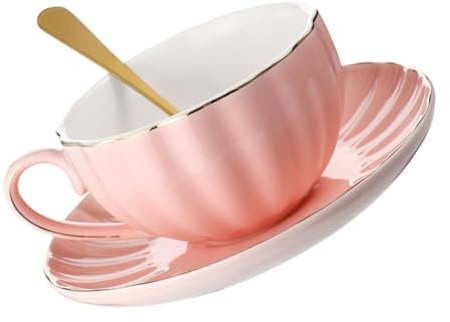 Gatuida 1Set Tazze da Eleganti Tazzine per Tè e Latte Design per Colazione e Pomeriggio