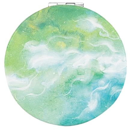 JchEnye Miroir de maquillage portable vert aquarelle, miroir à main, pliant compact,poche, scolaire,compact pour le maquillage, le camping et les voyages (rond)