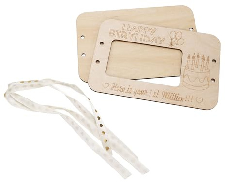 SIXRUN Votre Premier Million de Portefeuille en Bois, Porte-Monnaie élégant, Organiseur de Billets Compact pour d'anniversaire et de Mariage (Type de gâteau)