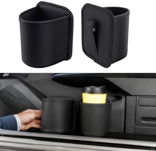 Getränkehalter Auto, 2 Stück Clip-On Flaschenhalter Mit Leder-Schutz, Auto Zubehör Innenraum, Für Thermobechern, Flaschen Und Kaffeebechern（Schwarz）