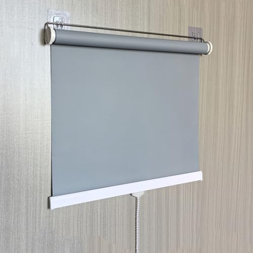 Sh000ad Verdunkelungsrollo,ohne Bohren Springrollos,Einziehbare Rollos,mit Klebehaken,wasserdichte Isolierte Jalousien,für Badezimmer,Büro,Einfache Montage,Breite x Höhe (65cm x 150cm,Gray)
