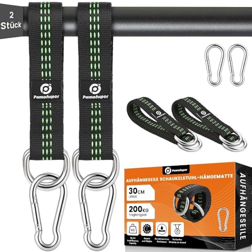 Pamofuper Sangle Balancoire Arbre Sangle Hamac Tissu Double Couche | Supporte jusqu'à 400 kg et convient aux hamacs, balançoires, chaises suspendues et anneaux de gymnastique (Grün)