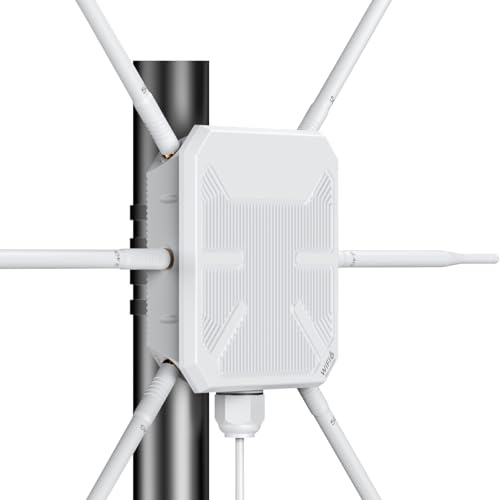 Plyisty AX3000 Outdoor WiFi 6 Router, Dualband Wireless Access Point mit Großer Reichweite und 6 High-Gain-Antennen, Wasserdichter IP67 Mesh Repeater AP Extender, PoE-Unterstützung