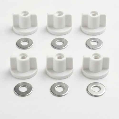 6 Stück Wc Sitz Befestigung mit 6 Unterlegscheiben, Universal Toilet Bolt Caps, Befestigungsmuttern für WC Sitz, Kunststoff, Einfache Montage, Ersatz Set Deckelscharniere zu Hause (Weiß)