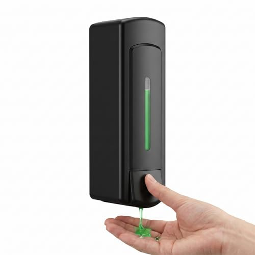 Seifenspender Wandbefestigung Flüssigseifenspender Wand Wandmontage Schwarz | Einkammer Shampoo, Seifenspender, Wandbefestigung Ohne Bohren, Leicht Stabil Duschgelspender, für Küche Bad