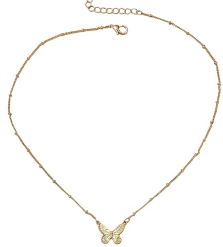 YMYDRCRPO Cool Men's Necklaces Women's Butterfly Simple and Elegant Butterfly Pendant Suitable for Daily Wear and Vacation Wear Unisex Adjustable Chain Clothing Accessories