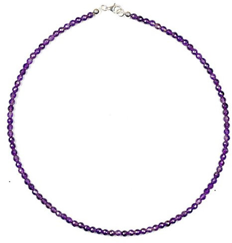 Amethyst Schmuck (Halskette) Amethyst Kette Kugeln facettiert Größe ca. 4 mm Verschluss 925er Sterling-Silber Modellnummer 7060