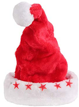 Alsino Weihnachtsmütze Weihnachtsmann Zipfelmütze - 43 cm lang mit 5 Blinksternen und weißem Bommel - Ø 25 cm für Kinder und Erwachsene