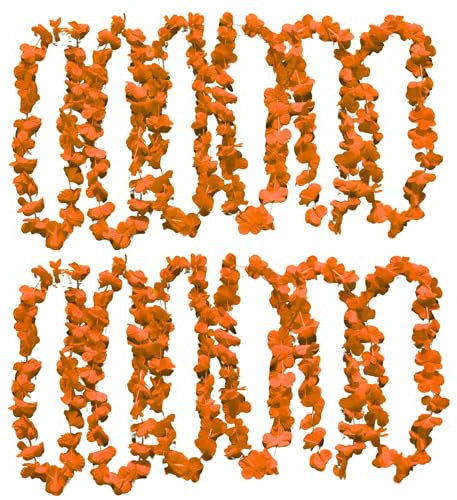 UV FLOOR UVFLOOR- Collana Hawaiana, A Fiore, Arancione Fluo, taglia unica, 3700817022659