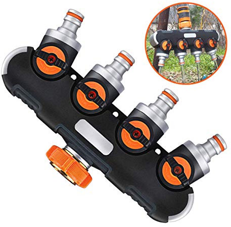 iwobi Distributore Rubinetto a 4 Vie,Splitter Tubo da Giardino da 3/4 di Pollice Adattatore per Giardino Esterno