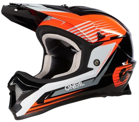 O'NEAL | Motocross-Helm | Kinder | MX Enduro | ABS-Schale, , Lüftungsöffnungen für optimale Belüftung & Kühlung | 1SRS Youth Helmet Stream | Schwarz Orange | Größe M
