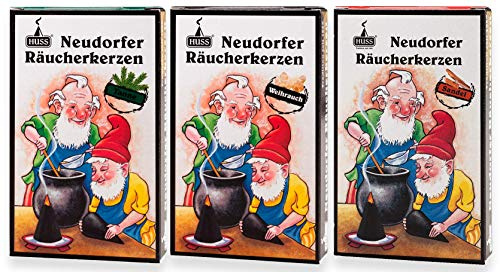 Huss - Neudorfer Räucherkerzen 3er Pack - Klassische Mischung - Weihrauch, Sandel, Tanne - Die Intensiven (3 x 24 Stück)