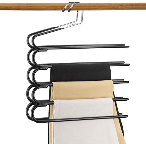 2 Pack Trouser Hangers, Multi-layer Coat Trouser Hanger Space-saving, Closet Stainless Steel Rack Space Saver, Clothes Hangers Tie Scarf Shock Jeans Towel Clothes