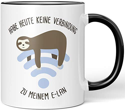 JUNIWORDS Tasse, Habe Heute Keine Verbindung zu Meinem E-LAN, Wähle Farbe, Schwarz