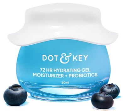 Dot & Key 72 HR HYDRATING GEL + PROBIOTICS 60 ml, mit Hyaluronsäure, Kombucha & Reiswasser, ölfrei, nicht komedogen, leichte Gel-Feuchtigkeitscreme, für alle Hauttypen