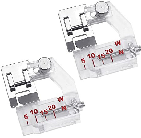 Pied-de-biche pour machine à coudre, 2 pièces pied de reliure en biais réglable de 5 à 20 mm, pied pour règle universelle, convient à la couture à tige basse Snap-on Brother, Singer, Janome, Kenmore