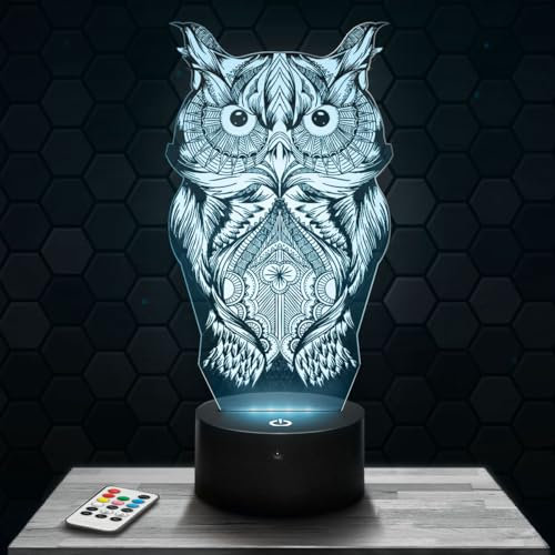 Nachttischlampe - Touch-Nachtlicht Eule Tier 3D-LED-Lampe Illusion, Geschenkidee Weihnachten Geburtstag Junge und Mädchen Nachttischlampe Kinder- oder Erwachsenenzimmer